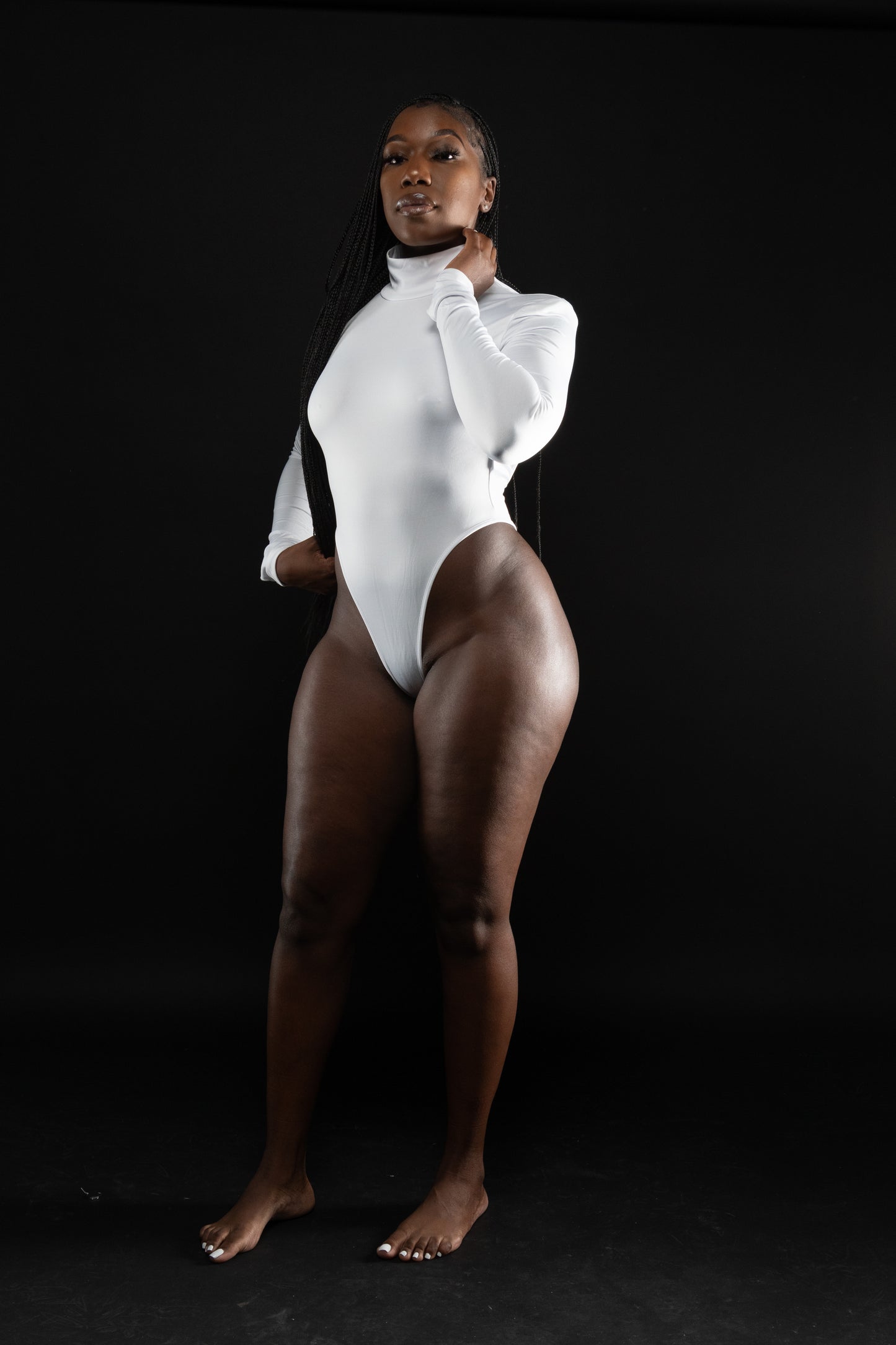 High Collared Open Back Bodysuit